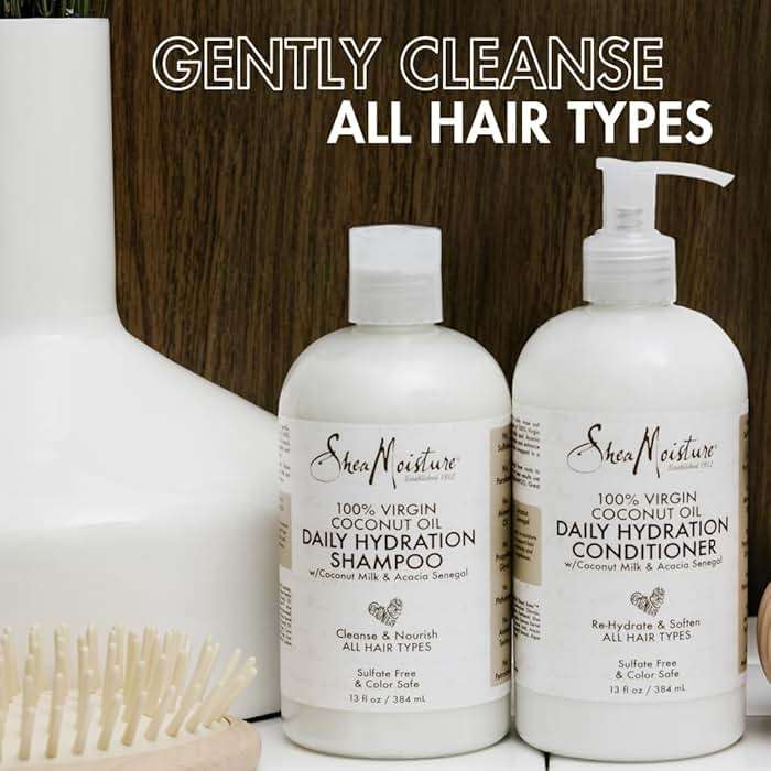 Shea Moisture Daily Hydration Shampoo Virgin Coconut Oil for All Hair Types Sulfate-Free 13 oz - Image 6