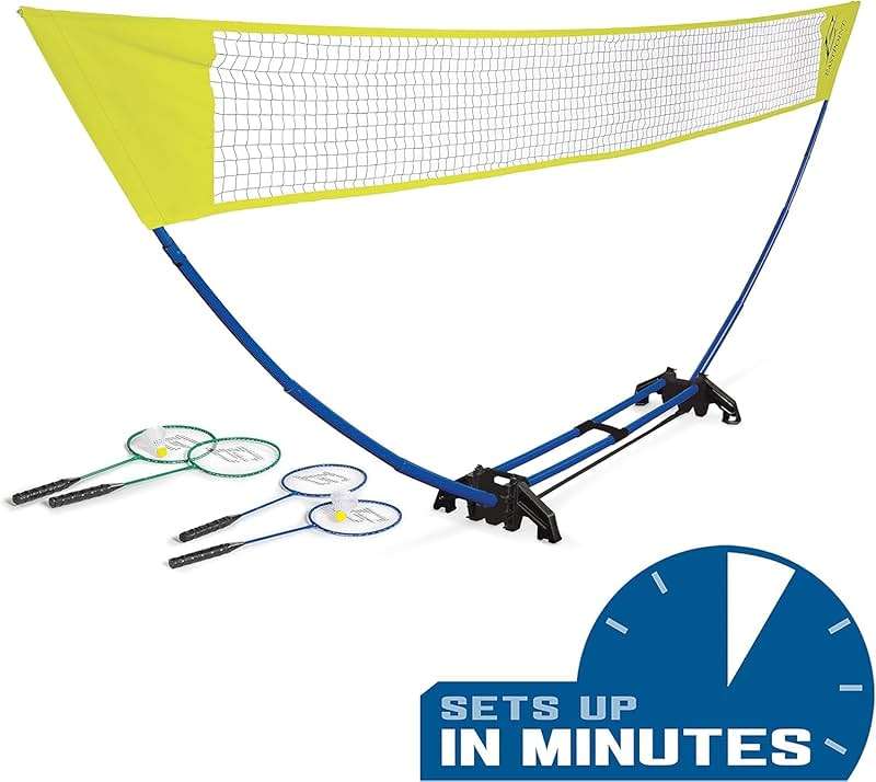 EastPoint Easy Setup Badminton Set - 15 ft Net, 4 Rackets, 2 Shuttlecocks - Quick Setup Net for Backyard Games - Steel Shaft Badminton Rackets for Family Games - Durable Shuttlecocks for Outdoors - Image 2
