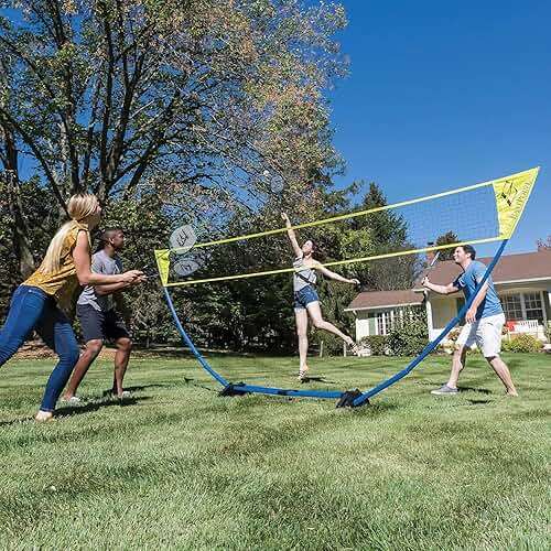 EastPoint Easy Setup Badminton Set - 15 ft Net, 4 Rackets, 2 Shuttlecocks - Quick Setup Net for Backyard Games - Steel Shaft Badminton Rackets for Family Games - Durable Shuttlecocks for Outdoors - Image 7