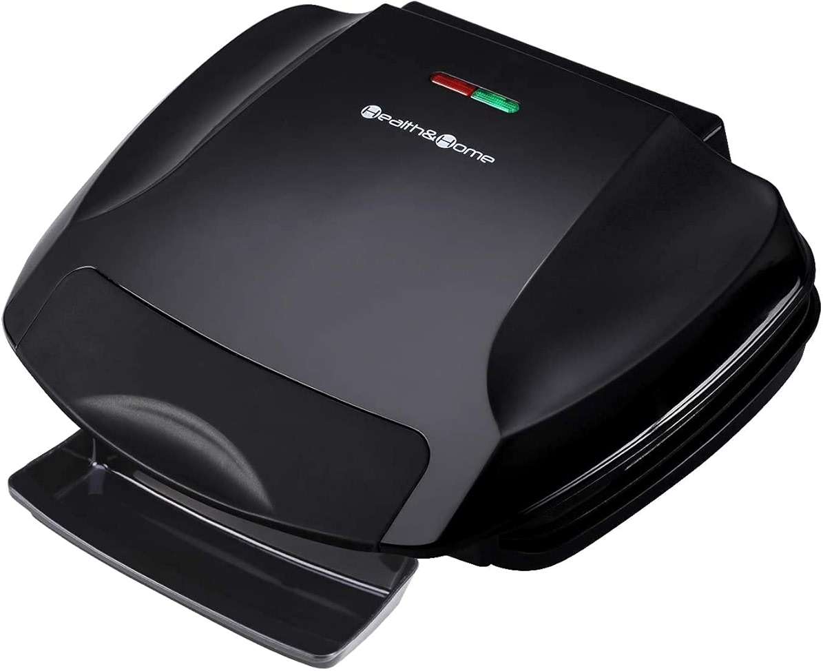 Health and Home 2-Serving Classic Plate Grill Maker and Panini Press, Black, KS-306 - Image 4