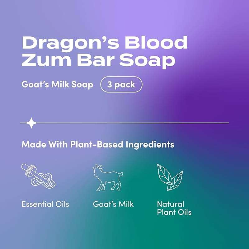 Zum Indigo Wild Goat's Milk Soap Bar - Bar Soap for Hands & Body Made with Essential Oils - 3 oz - Dragon's Blood (3 Pack) - Image 2