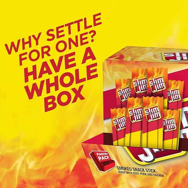 Slim Jim Smoked Meat Sticks, Original Flavor, 6g Protein Per Serving, Snack Size, Father's Day Bulk Snack Gifts, 0.28 oz. (46 Count) - Image 6