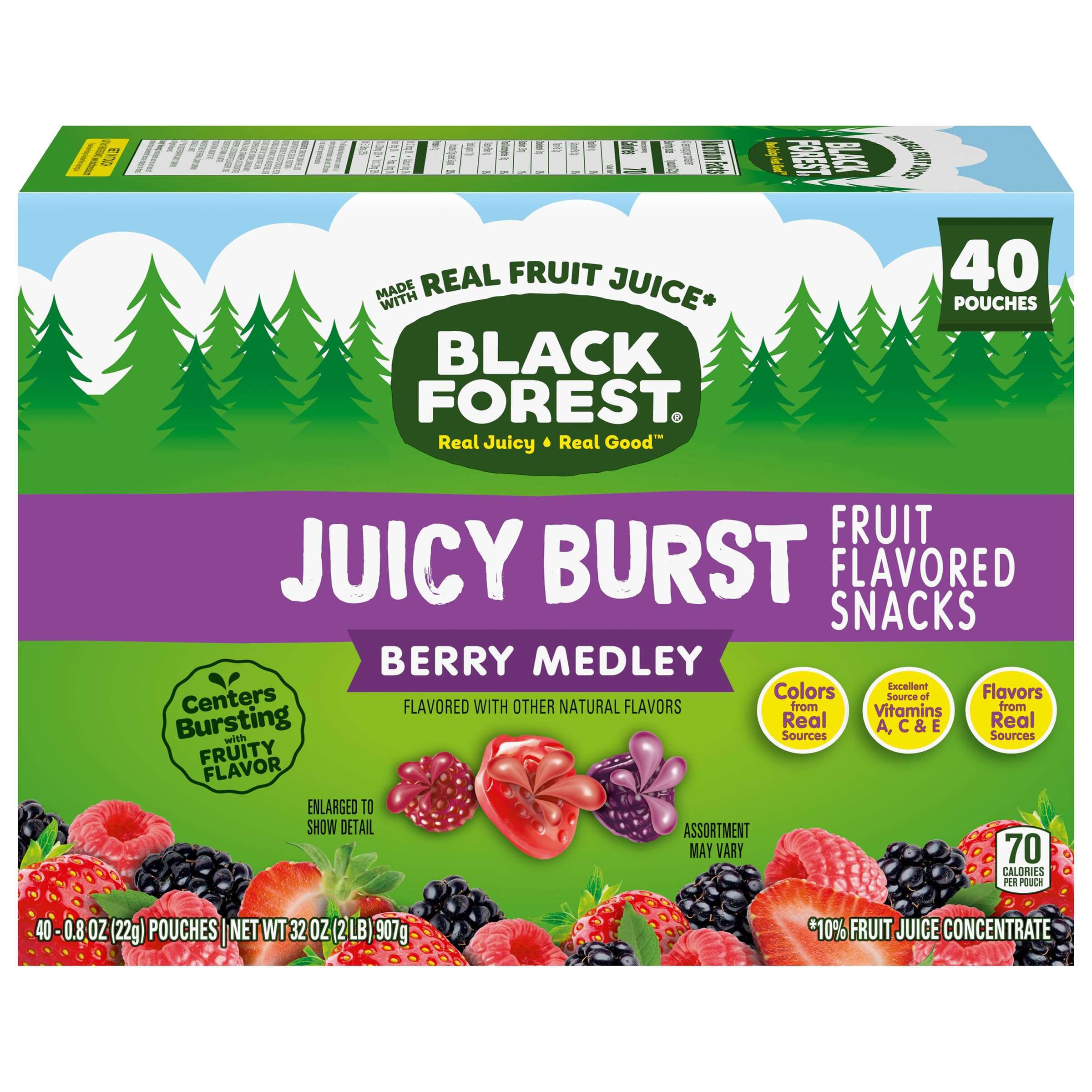 Black Forest Juicy Burst Fruit Snacks, Berry Medley, 0.8 Ounce Pouches (40 Count) - Image 10