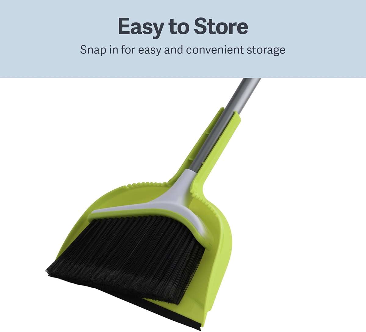 Casabella Basics 2-Piece Angled Broom and Dustpan Set, 44" Angled Broom with Long Handle and Dustpan, Silver/Green - Image 7