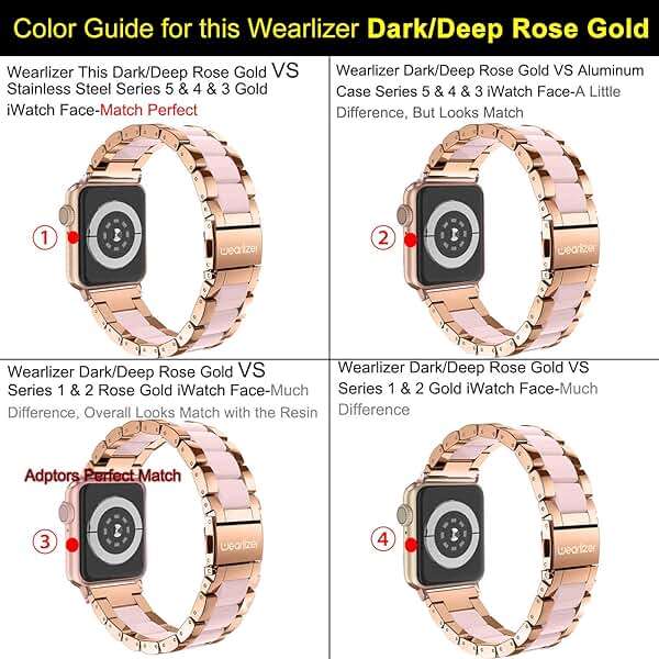 Wearlizer Compatible with Apple Watch Band 38/40/41/42mm Fashion Wristbands Women, Stainless Steel + Resin Metal Replacement for iWatch Series 11 10 9 8 7 6 5 4 3 SE/Ultra 3 2 1-Dark Rose Gold+Pink - Image 7