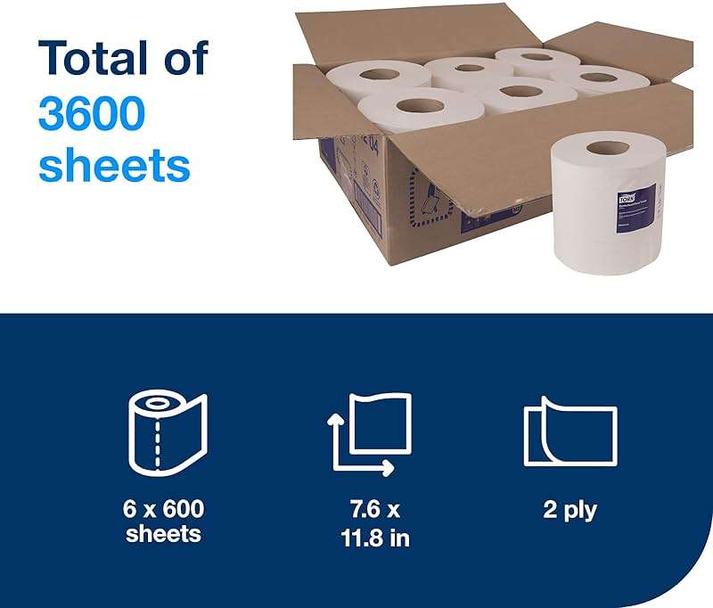Tork Soft Centerfeed Hand Towel White M2, High Absorbency, 6 x 600 Sheets, 121204 - Image 2