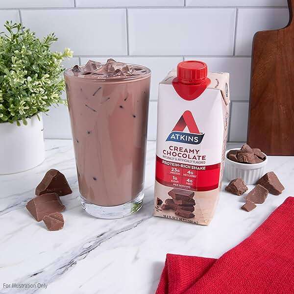 Atkins Creamy Chocolate Meal Size Protein Shake, 23g Protein, Low Glycemic, 4g Net Carb, 1g Sugar, Keto Friendly, 12 Count - Image 4