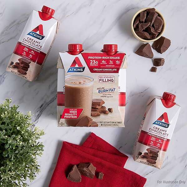 Atkins Creamy Chocolate Meal Size Protein Shake, 23g Protein, Low Glycemic, 4g Net Carb, 1g Sugar, Keto Friendly, 12 Count - Image 5