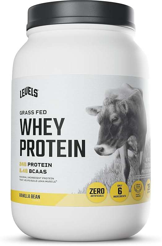 Levels Grass Fed Whey Protein Powder, No Artificials, 24G of Protein, Vanilla Bean, 2LB - Image 1