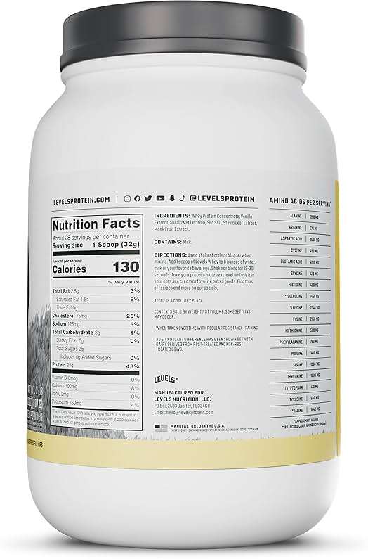 Levels Grass Fed Whey Protein Powder, No Artificials, 24G of Protein, Vanilla Bean, 2LB - Image 7