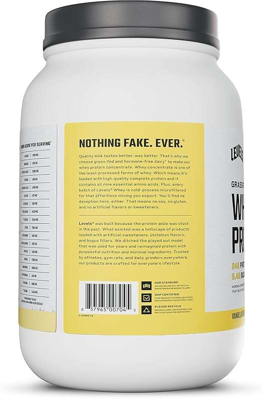 Levels Grass Fed Whey Protein Powder, No Artificials, 24G of Protein, Vanilla Bean, 2LB - Image 8