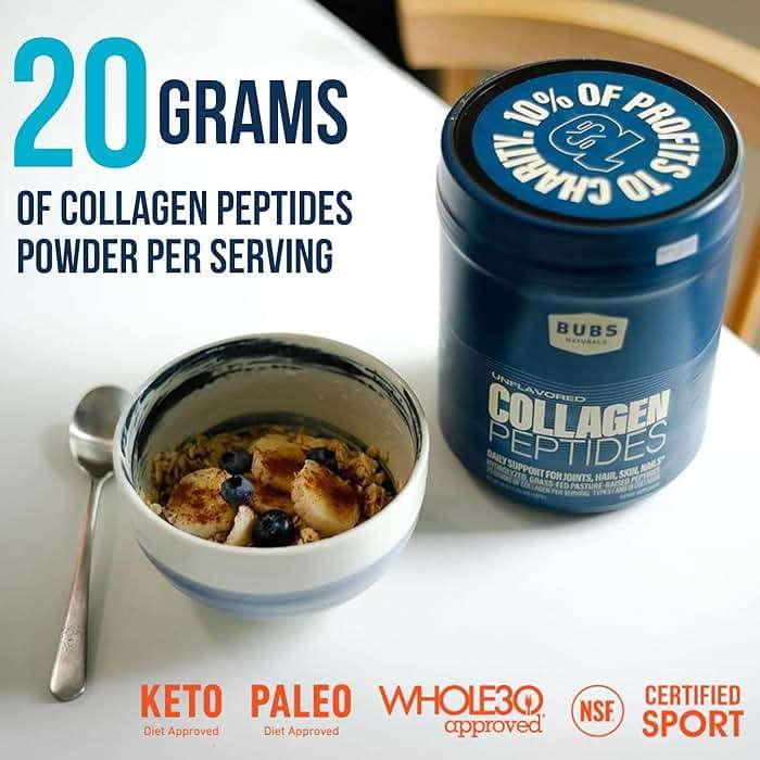 BUBS Naturals Collagen Peptides Powder, Collagen for Women & Men, Hydrolyzed Peptides, Unflavored Pasture Raised Grass Fed, Paleo Keto Friendly, Supports Hair Skin & Joint Health (20 oz) 28 Servings - Image 3