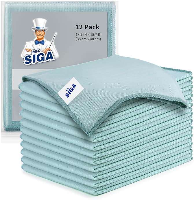 MR.SIGA Ultra Fine Microfiber Cloths for Glass, Pack of 12, 35 x 40cm 13.7" x 15.7" - Image 1