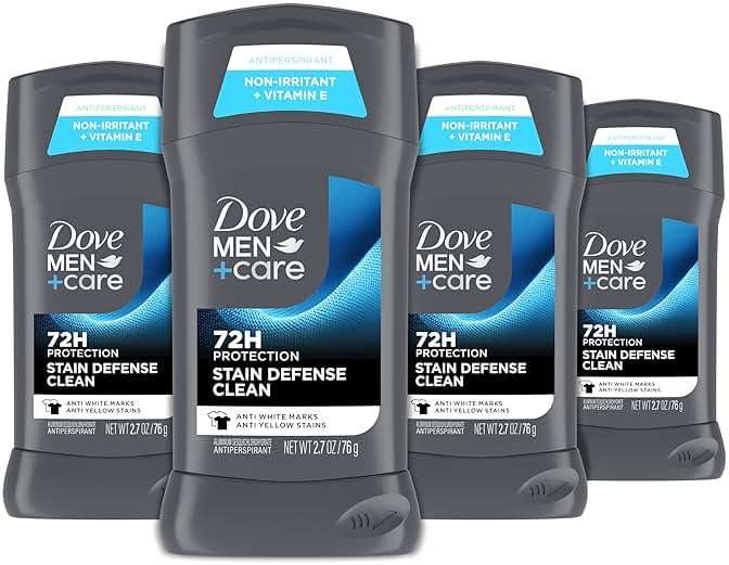 Dove Men+Care Deodorant Stick 4 Count Stain Defense Clean for Men, Anti-white Marks & Anti-yellow Stains with 72-hour Sweat and Odor Protection 2.7 oz - Image 1
