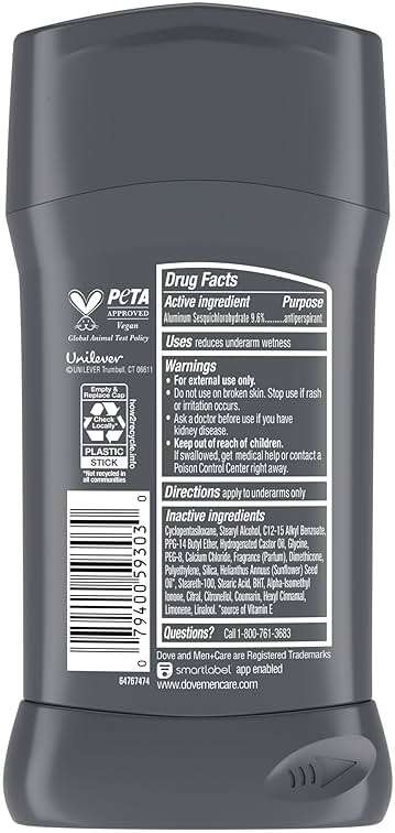 Dove Men+Care Deodorant Stick 4 Count Stain Defense Clean for Men, Anti-white Marks & Anti-yellow Stains with 72-hour Sweat and Odor Protection 2.7 oz - Image 2