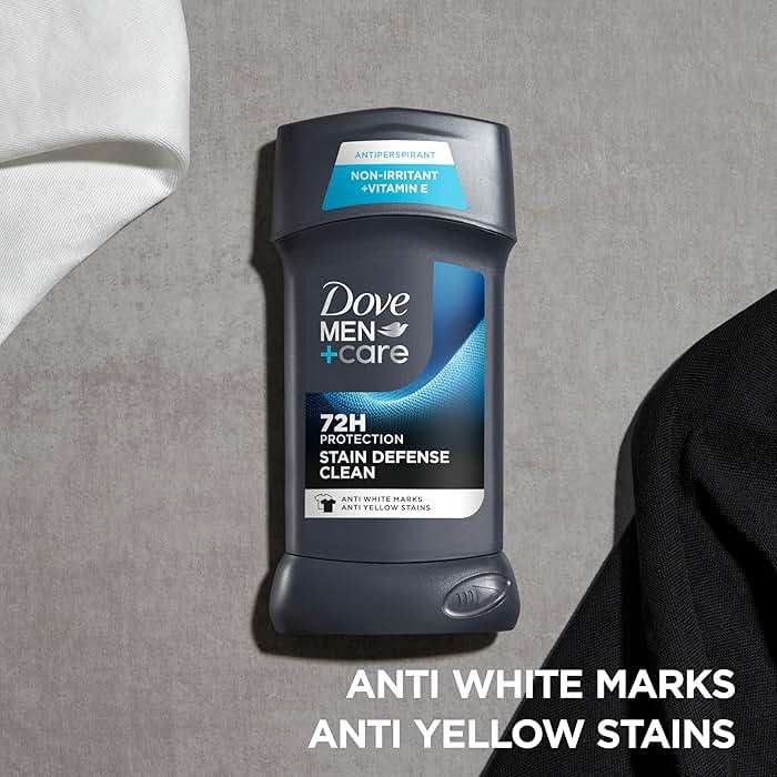 Dove Men+Care Deodorant Stick 4 Count Stain Defense Clean for Men, Anti-white Marks & Anti-yellow Stains with 72-hour Sweat and Odor Protection 2.7 oz - Image 5