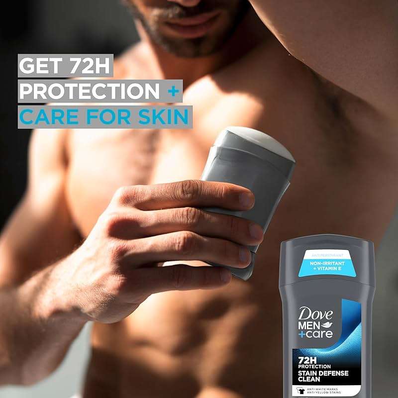 Dove Men+Care Deodorant Stick 4 Count Stain Defense Clean for Men, Anti-white Marks & Anti-yellow Stains with 72-hour Sweat and Odor Protection 2.7 oz - Image 6