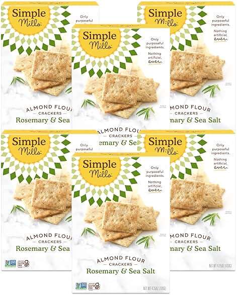 Simple Mills Almond Flour Crackers, Rosemary & Sea Salt, Gluten Free, Flax Seed, Sunflower Seeds, Corn Free, Good for Snacks, Made with whole foods, 6 Count (Packaging May Vary) - Image 1