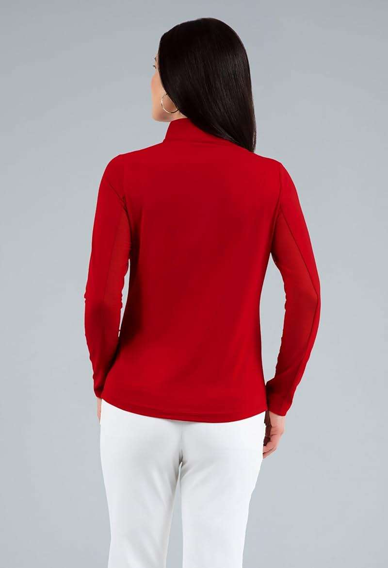 IBKUL Athleisure Wear Sun Protective UPF 50+ Icefil Cooling-Solid Long Sleeve Mock Neck Top-80000 - Image 4