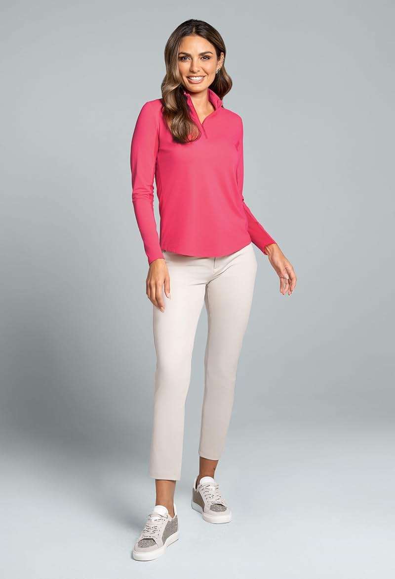 IBKUL Athleisure Wear Sun Protective UPF 50+ Icefil Cooling-Solid Long Sleeve Mock Neck Top-80000 - Image 9