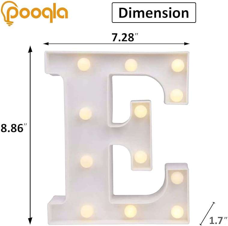 Pooqla LED Marquee Letter Lights Sign, Light Up Alphabet Letter for Home Party Wedding Decoration E - Image 2
