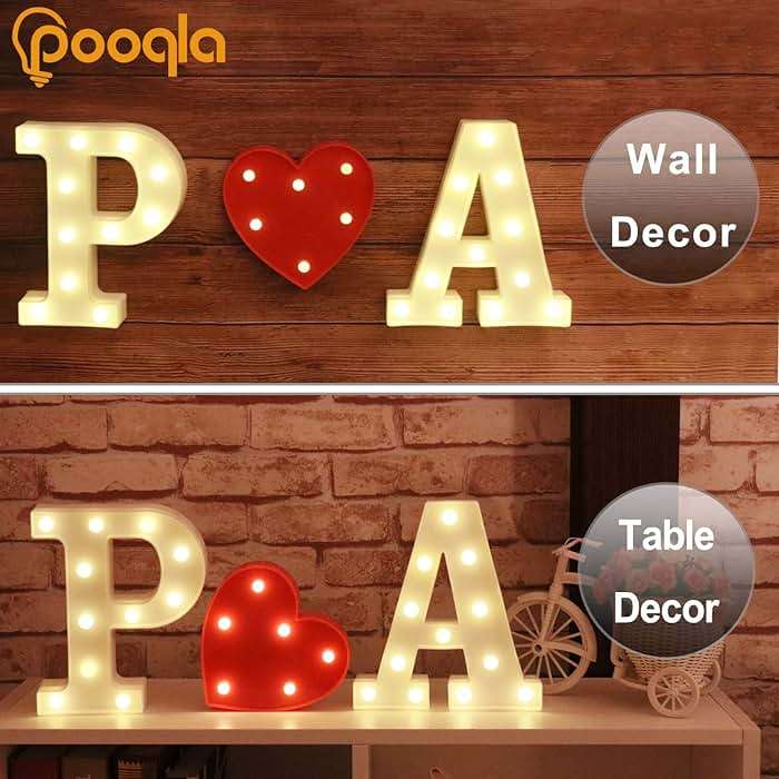 Pooqla LED Marquee Letter Lights Sign, Light Up Alphabet Letter for Home Party Wedding Decoration E - Image 6