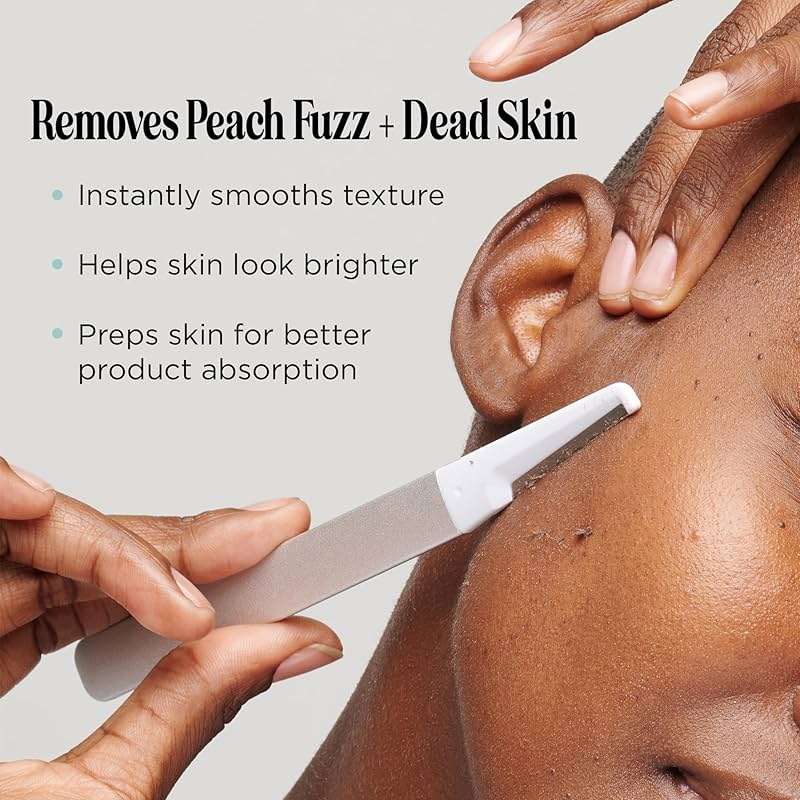 StackedSkincare Professional-Grade Dermaplaning Tool – Precision Exfoliation, Removes Peach Fuzz & Dead Skin, Aluminum Handle, Refillable Blades - Image 4
