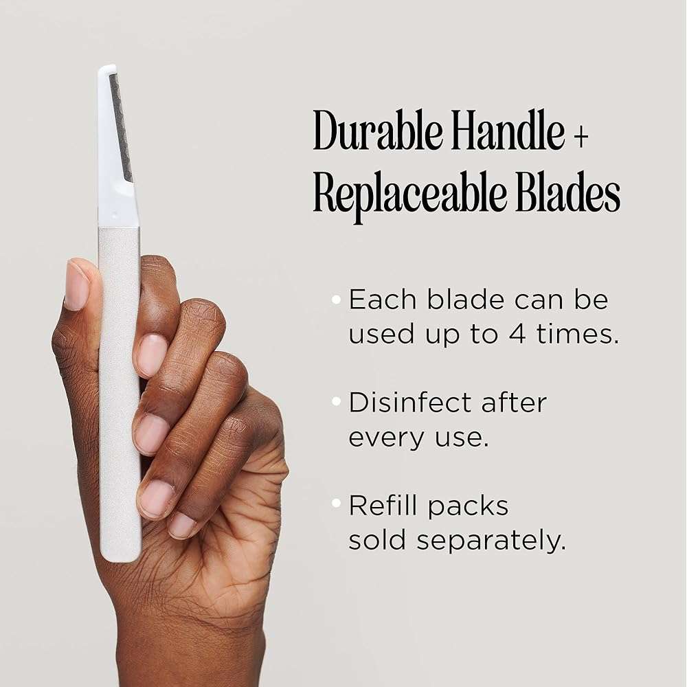 StackedSkincare Professional-Grade Dermaplaning Tool – Precision Exfoliation, Removes Peach Fuzz & Dead Skin, Aluminum Handle, Refillable Blades - Image 7