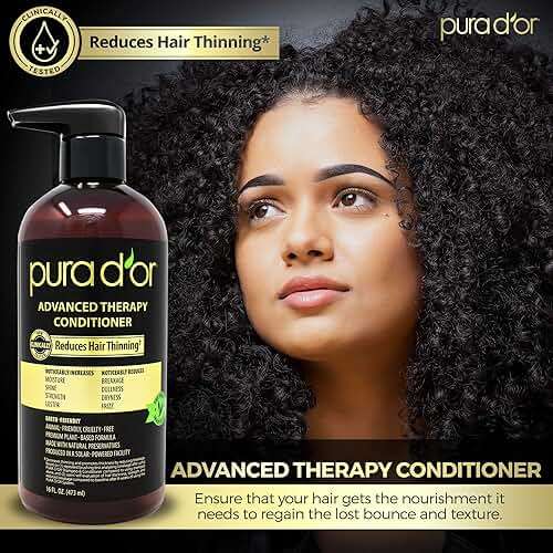 PURA D'OR Advanced Therapy Conditioner (16oz) For Increased Moisture, Strength, Volume & Texture, No Sulfates, Contains Argan Oil & Biotin, All Hair Types, Men & Women (Packaging May Vary) - Image 5