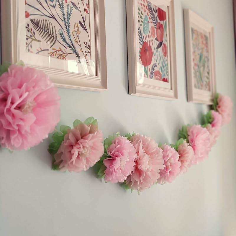 Mybbshower Pinks Flowers Decoration (11''-7'' Assorted) 6 pcs Artificial Tissue Paper Peony Nursery Wall Bridal Shower Centerpiece Baby Girl Birthday Tea Party - Image 3