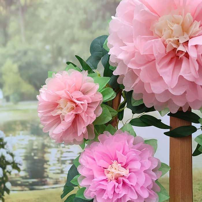 Mybbshower Pinks Flowers Decoration (11''-7'' Assorted) 6 pcs Artificial Tissue Paper Peony Nursery Wall Bridal Shower Centerpiece Baby Girl Birthday Tea Party - Image 8