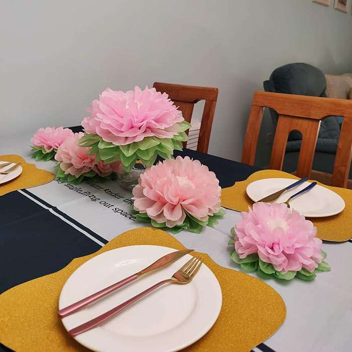 Mybbshower Pinks Flowers Decoration (11''-7'' Assorted) 6 pcs Artificial Tissue Paper Peony Nursery Wall Bridal Shower Centerpiece Baby Girl Birthday Tea Party - Image 9