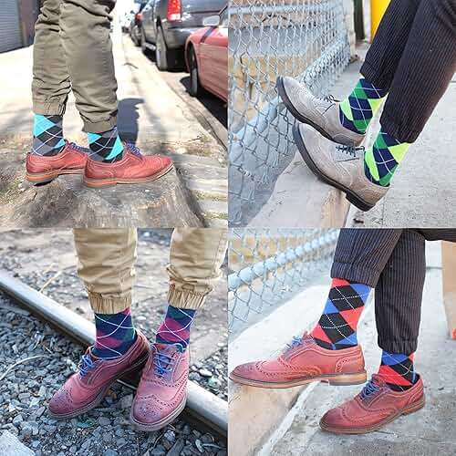 Falari Men Colorful Funny Novelty Crazy Combed Casual Dress Socks & Argyle Socks - Image 6