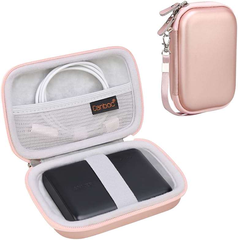 Canboc Hard Case for Anker PowerCore 13000 Portable Charger/Anker 622/621 Magnetic Battery (MagGo) Power Bank, Mesh Pocket fits USB Cable, Rose Gold (Case Only) ﻿ - Image 1