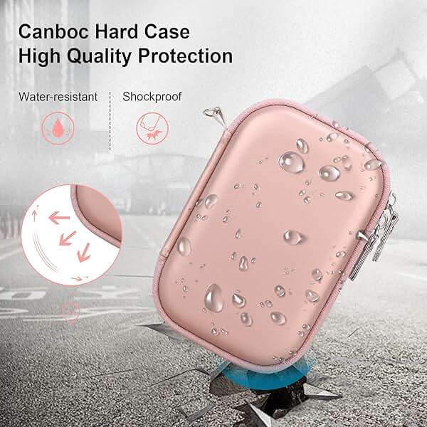 Canboc Hard Case for Anker PowerCore 13000 Portable Charger/Anker 622/621 Magnetic Battery (MagGo) Power Bank, Mesh Pocket fits USB Cable, Rose Gold (Case Only) ﻿ - Image 4