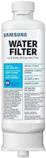 Samsung HAF-QIN/EXP Genuine Refrigerator Water Filter, Reduces 99% of Harmful Contaminants for Clean, Clear Drinking Water, 6-Month Life, Easy Install, Pack of 1 - Image 1