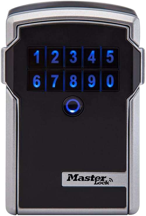 Master Lock Digital Lock Box for Keys with Code, Electronic Wall Mount Key Safe with Bluetooth Connection to iOS/Android App and Sharable Keypad Codes, 3-1/4 Inches Wide, ‎5441EC - Image 1