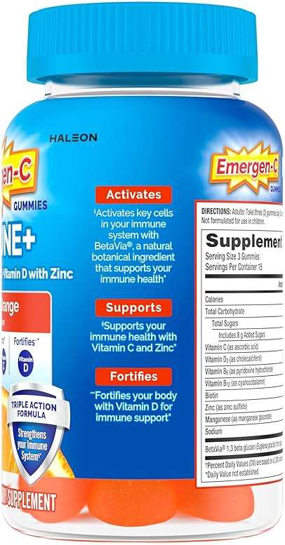 Emergen-C Immune+ Triple Action Immune Support Gummies, BetaVia (R), 1000mg Vitamin C, B Vitamins, Vitamin D and Antioxidants, Super Orange, Back to School Essentials - 45 Count - Image 11
