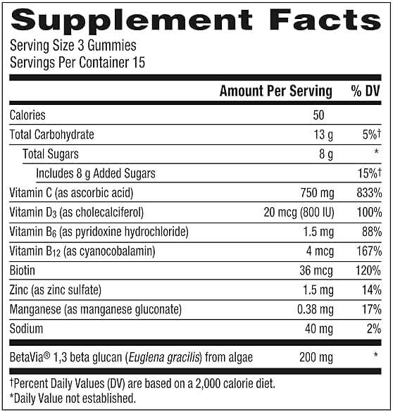 Emergen-C Immune+ Triple Action Immune Support Gummies, BetaVia (R), 1000mg Vitamin C, B Vitamins, Vitamin D and Antioxidants, Super Orange, Back to School Essentials - 45 Count - Image 13