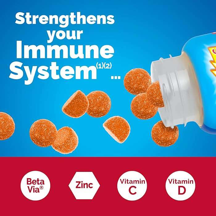 Emergen-C Immune+ Triple Action Immune Support Gummies, BetaVia (R), 1000mg Vitamin C, B Vitamins, Vitamin D and Antioxidants, Super Orange, Back to School Essentials - 45 Count - Image 3