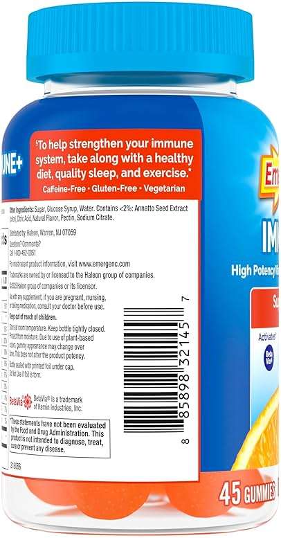 Emergen-C Immune+ Triple Action Immune Support Gummies, BetaVia (R), 1000mg Vitamin C, B Vitamins, Vitamin D and Antioxidants, Super Orange, Back to School Essentials - 45 Count - Image 8