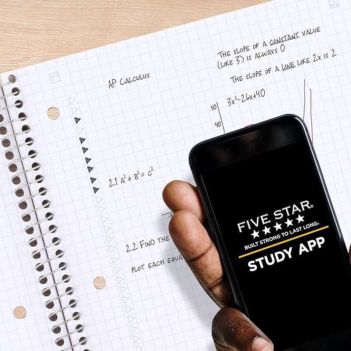 Five Star Spiral Notebook + Study App, 1 Subject, Graph Ruled Paper, 8.5" x 11", 100 Sheets, Assorted Colors, 6 Pack (73549) - Image 5