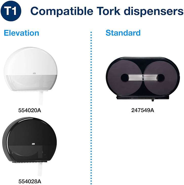 Tork Jumbo Toilet Paper Roll White T1, Advanced, 2-ply, 6 x 1600 feet, 12021502, 6 Count (Pack of 1) - Image 3