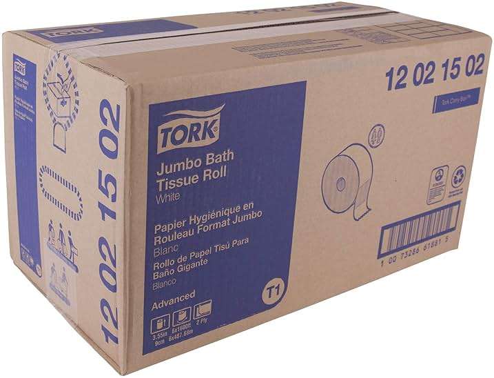 Tork Jumbo Toilet Paper Roll White T1, Advanced, 2-ply, 6 x 1600 feet, 12021502, 6 Count (Pack of 1) - Image 9