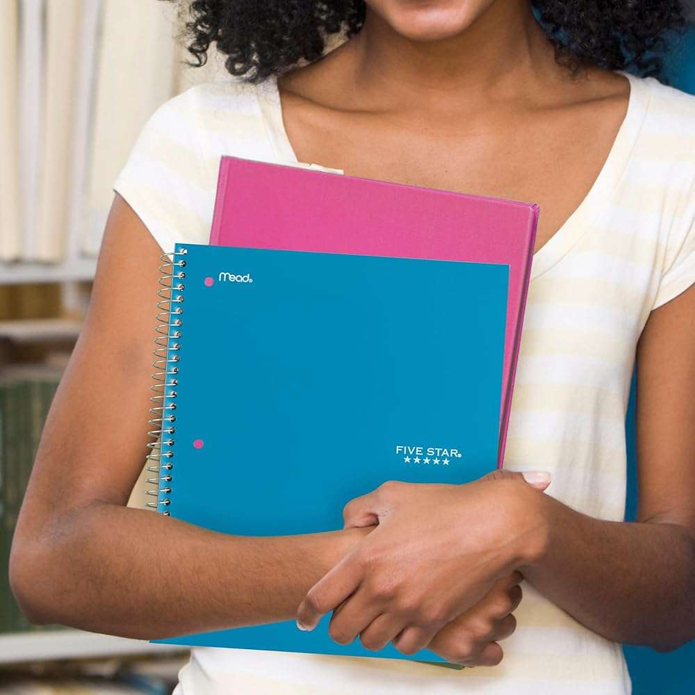 Five Star Spiral Notebook + Study App, 5 Subject, Wide Ruled Paper, 8" x 10-1/2", 200 Sheets, Fights Ink Bleed, Water Resistant Cover, Tidewater Blue (73196) - Image 2