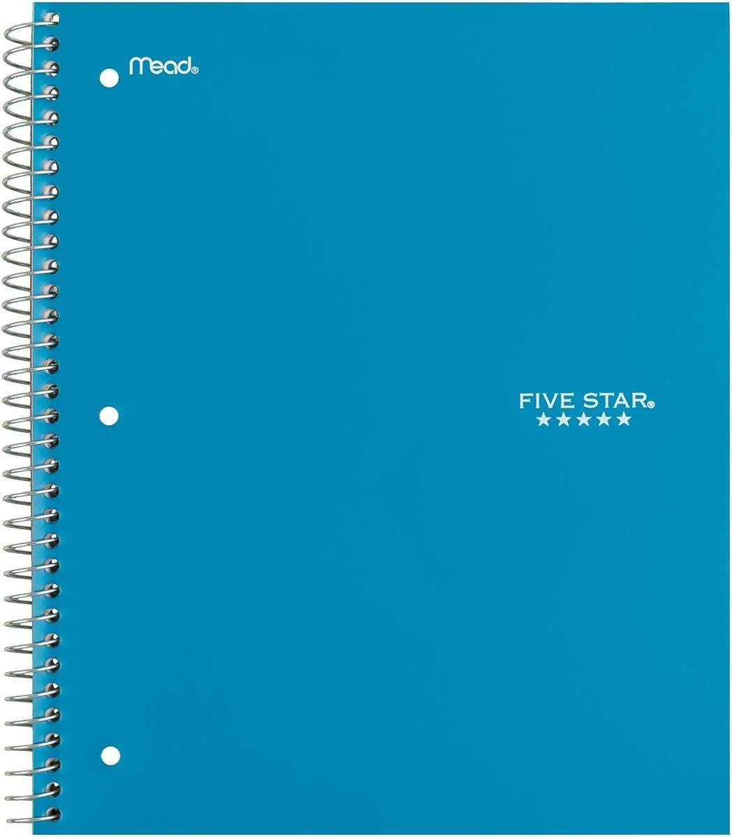 Five Star Spiral Notebook + Study App, 5 Subject, Wide Ruled Paper, 8" x 10-1/2", 200 Sheets, Fights Ink Bleed, Water Resistant Cover, Tidewater Blue (73196) - Image 3