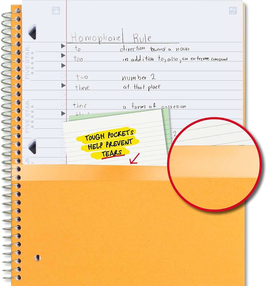 Five Star Spiral Notebook + Study App, 5 Subject, Wide Ruled Paper, 8" x 10-1/2", 200 Sheets, Fights Ink Bleed, Water Resistant Cover, Tidewater Blue (73196) - Image 7