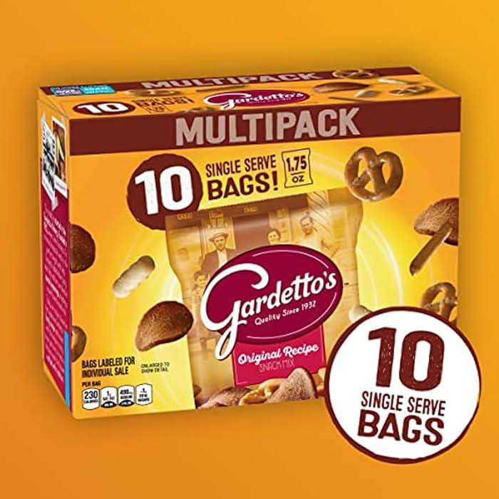 Gardetto's Original Recipe Snack Mix, Crunchy Breadsticks, Pretzels & Roasted Rye Chips, Kosher Snacks Multipack, 10 Single-Serve Bags, Individually Wrapped Party & Family Pack, 17.5 oz Bulk Box - Image 5