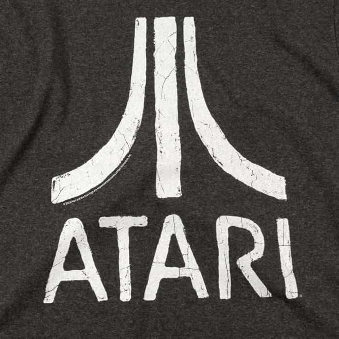 Popfunk Atari Video Game Retro Logo Vintage Gaming Console T Shirt Black Heather - Image 5