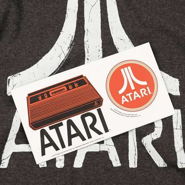 Popfunk Atari Video Game Retro Logo Vintage Gaming Console T Shirt Black Heather - Image 6
